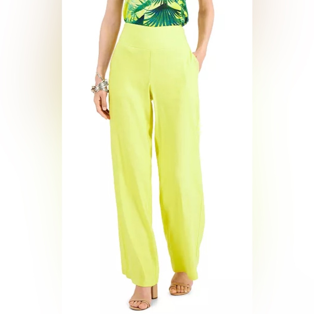 NWT INC lime green wide leg trousers women’s size 14
